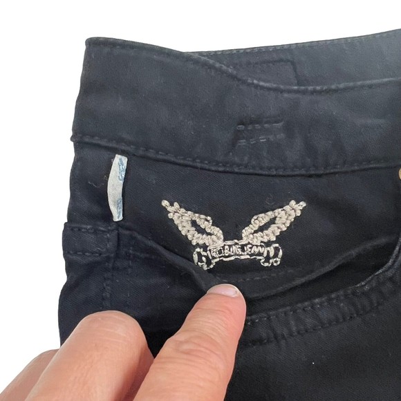 Vtg Y2K Robins Jeans Stretch Blk Denim Low Rise Chapa Embroidered Navaho Aztec - Picture 5 of 16